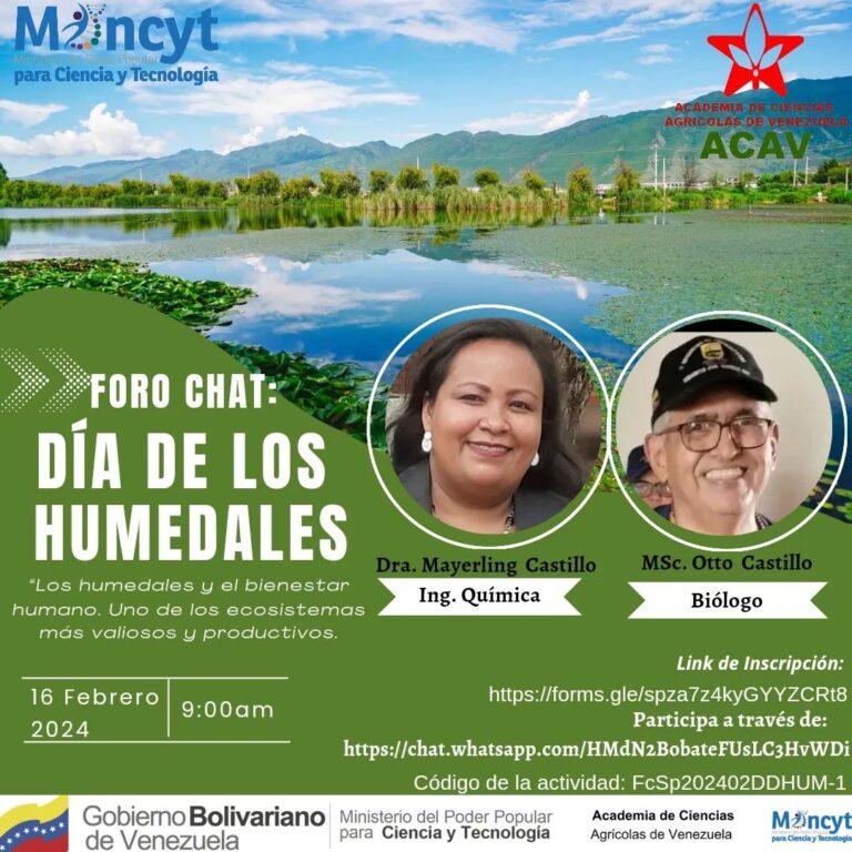 Academia de Ciencias Agrícolas de Venezuela invita a participar en el «Foro chat: Día de los Humedales»
