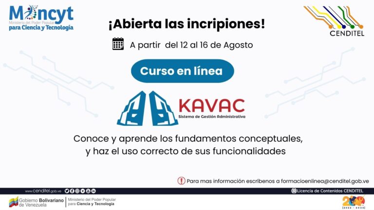Cenditel inició proceso de inscripción para curso en línea sobre Sistema Kavac