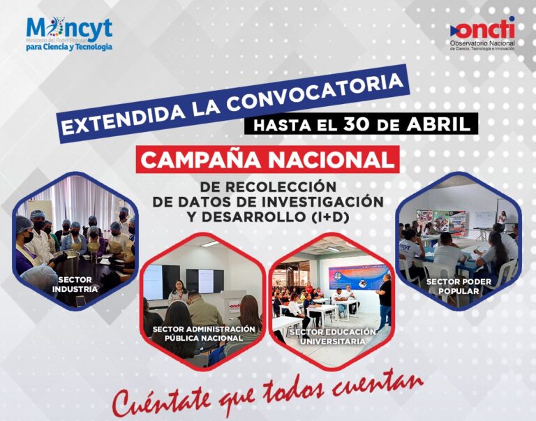 Extienden Campaña Nacional de Recolección de Datos de I+D
