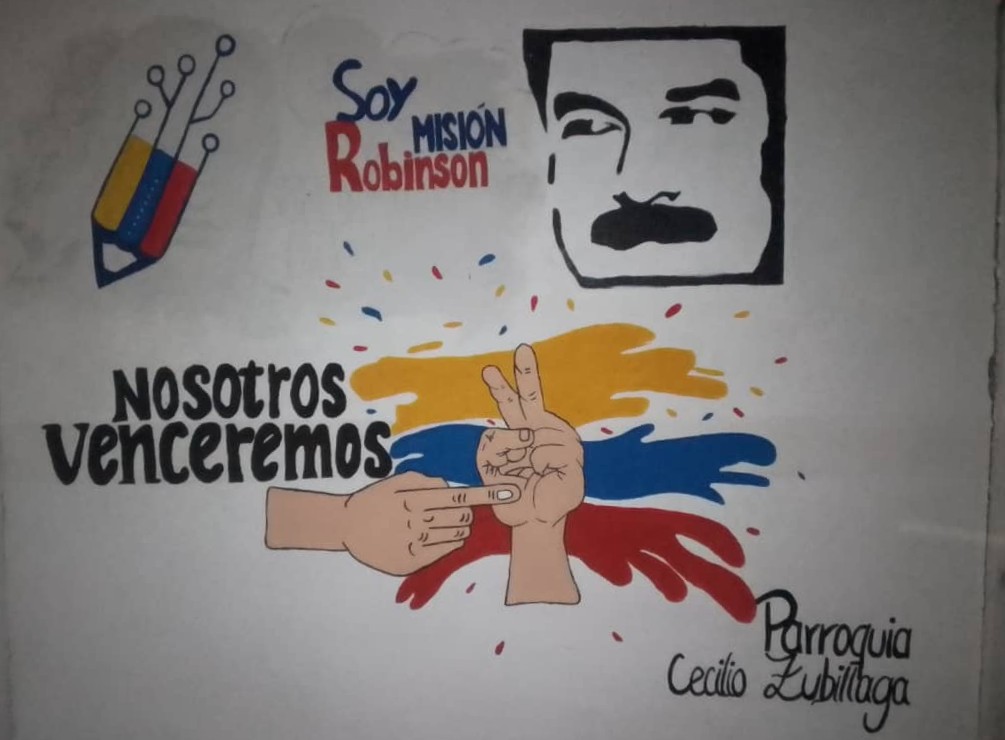 Integrantes de Infocentro y Misión Ribas respaldan a Nicolás Maduro con mural en Lara