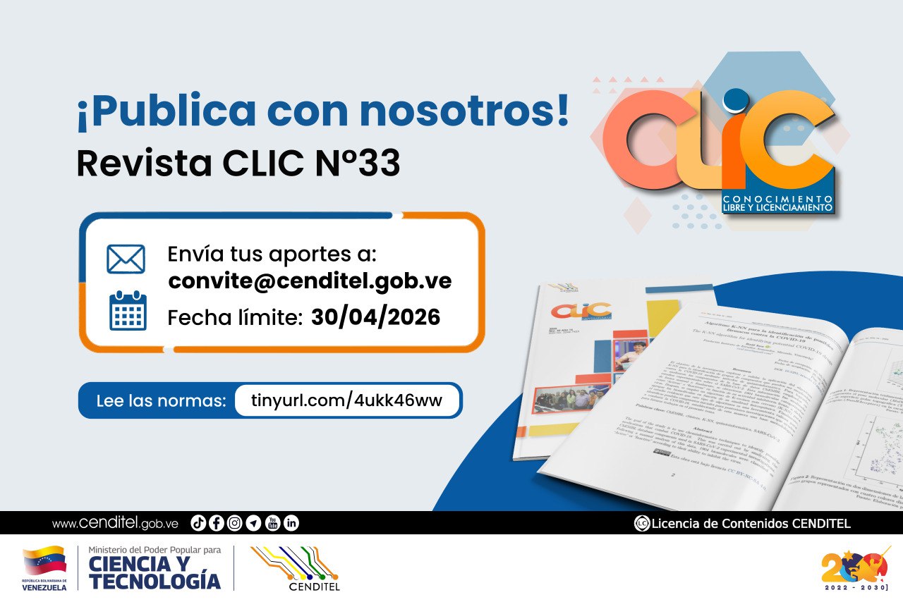 Cenditel abre convocatoria para la edición N° 33 de la Revista CLIC