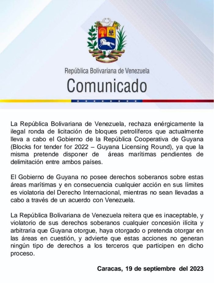 COMUNICADO VENEZUELA 1