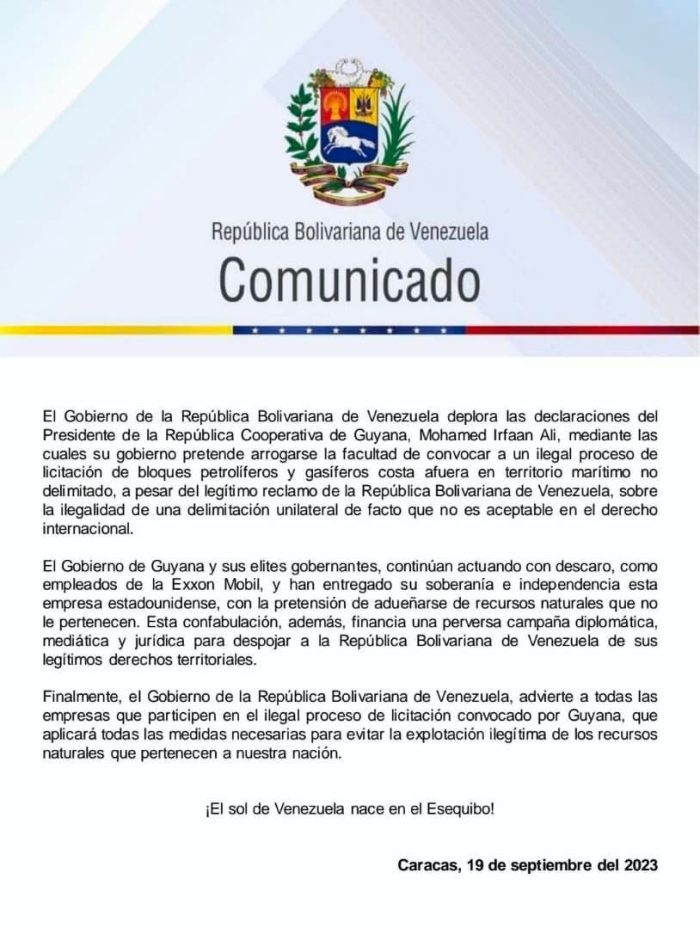 COMUNICADO VENEZUELA 2